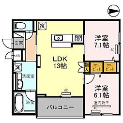Osaka Metro御堂筋線 江坂駅 徒歩6分の賃貸アパート 1階2LDKの間取り