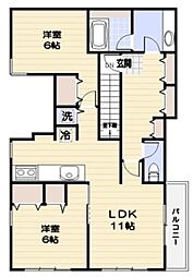 レジデンス上池台 2LDKの間取図画像