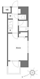 JR山手線 田町駅 徒歩13分の賃貸マンション 2階1Kの間取り