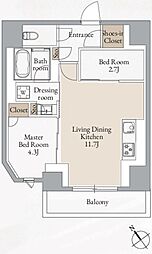 クロスレジデンス高田馬場 1SLDKの間取図画像