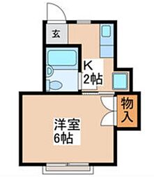 N・FLAT 2階1Kの間取り