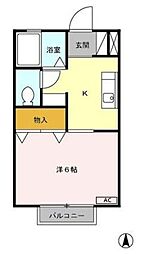 アルカディア 1階1Kの間取り