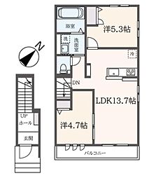 ヴェールハイム 2LDKの間取図画像
