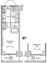 プラウドフラット門前仲町5 7階1Kの間取り