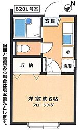 アネックス落合Ｂ棟 2階1Kの間取り