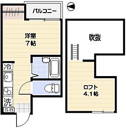 ピースフルパレス品川 ワンルームの間取図画像