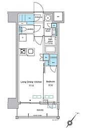 プレディアコート大森山王 9階1LDKの間取り