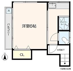 田村荘 2階1Kの間取り