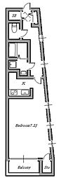 上池台ゼルコバマンション 1Kの間取図画像
