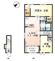 京王相模原線 南大沢駅 バス3分 栗本橋下車 徒歩3分 2階/-