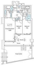 パークコート高輪ヒルトップレジデンス 2LDKの間取図画像