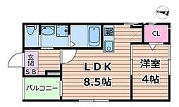 ハーモニーテラス瑞光II 1LDKの間取図画像
