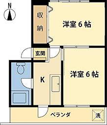 十条ハイツ 2Kの間取図画像
