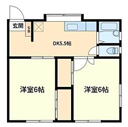 メゾン東中野 2DKの間取図画像