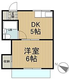 コーポ吉田 2階1DKの間取り