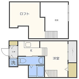 ｗｉｌｌ唐原（ウイルトウノハル） 2階ワンルームの間取り