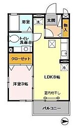 リビングタウン石川町B 1LDKの間取図画像