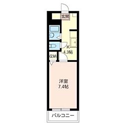 メゾンプリュースドゥ 1Kの間取図画像