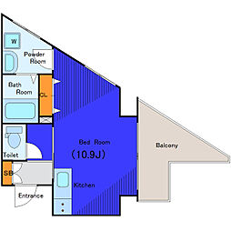 京急空港線 大鳥居駅 徒歩15分の賃貸マンション 2階ワンルームの間取り