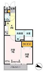 プロスパー八潮 2階2Kの間取り