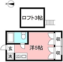 メゾン西野川2 ワンルームの間取図画像