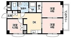 ロワイヤル東井堀12 3DKの間取図画像