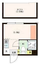 ハーモニーテラス上井草 2階ワンルームの間取り