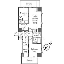 ルフォン白金台ザ・タワーレジデンス 10階2LDKの間取り