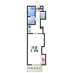 TKアンバーコート浜寺 1階1Kの間取り