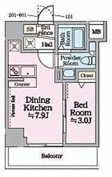 アイル イマージュ押上イースト 6階1DKの間取り