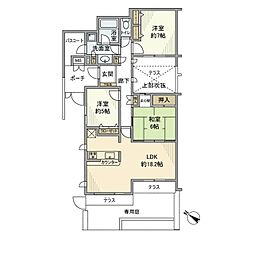 小田急プラウディア五月台 102 1階3LDKの間取り