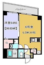 プランドール千葉 4階1LDKの間取り
