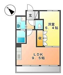 ディアベルジュ 2階1LDKの間取り