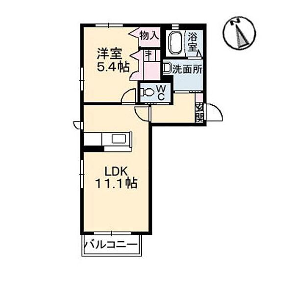 クロノス　Ａ棟 A0203｜鳥取県米子市米原９丁目(賃貸アパート1LDK・2階・42.17㎡)の写真 その2