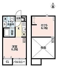 小田急小田原線 座間駅 徒歩9分の賃貸アパート 1階1Kの間取り