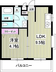 第1ビューラー方南 1LDKの間取図画像