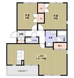 ヴェルデ見沼台 2階2LDKの間取り