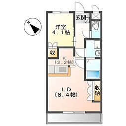 クアトロ・セゾン 1LDKの間取図画像
