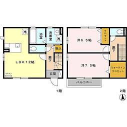 ローズコート光が丘東　3号棟 2階2LDKの間取り