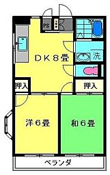 グリーンアベニュー 1階2DKの間取り