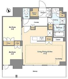 オアーゼ日暮里レジデンス 5階2LDKの間取り
