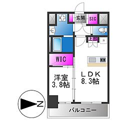 エステムコート大阪オリエンス 1LDKの間取図画像