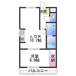 シャルマンフジ砂山 1階1DKの間取り