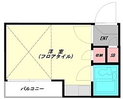 T.M.ハイムA 1Kの間取図画像
