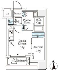 クラリティア文京湯島 3階1DKの間取り