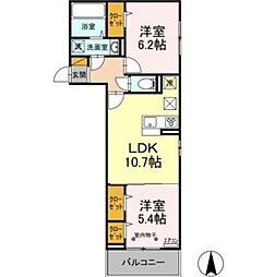 エスポワール 2LDKの間取図画像