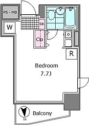 エスコート麻布十番 ワンルームの間取図画像