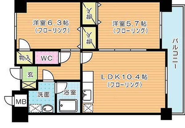 フィオレンティーナ 1002｜福岡県北九州市小倉北区片野４丁目(賃貸マンション2LDK・10階・51.24㎡)の写真 その2