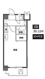 ドエル神宮前 3階ワンルームの間取り