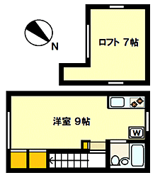 東京メトロ日比谷線 広尾駅 徒歩11分の賃貸アパート 2階ワンルームの間取り